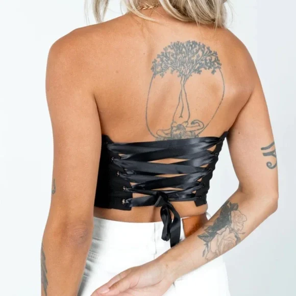 Princess Polly Black Corset Top - Picture 2 of 9